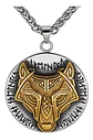 Collar Lobo Runas Vikingo Acero Inoxidable Color Oro Hombre - Miniatura 1