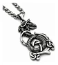Collar Vikingo En Acero Para Hombre Dije Dragon Color Plata - Miniatura 1