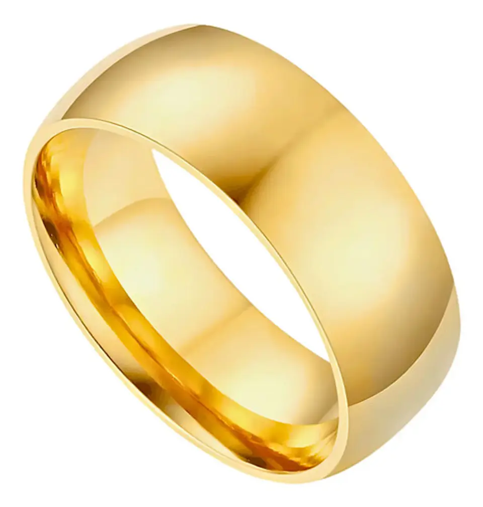 Anillo Argolla Color Oro Lisa 8mm Acero Inoxidable Hombre 1