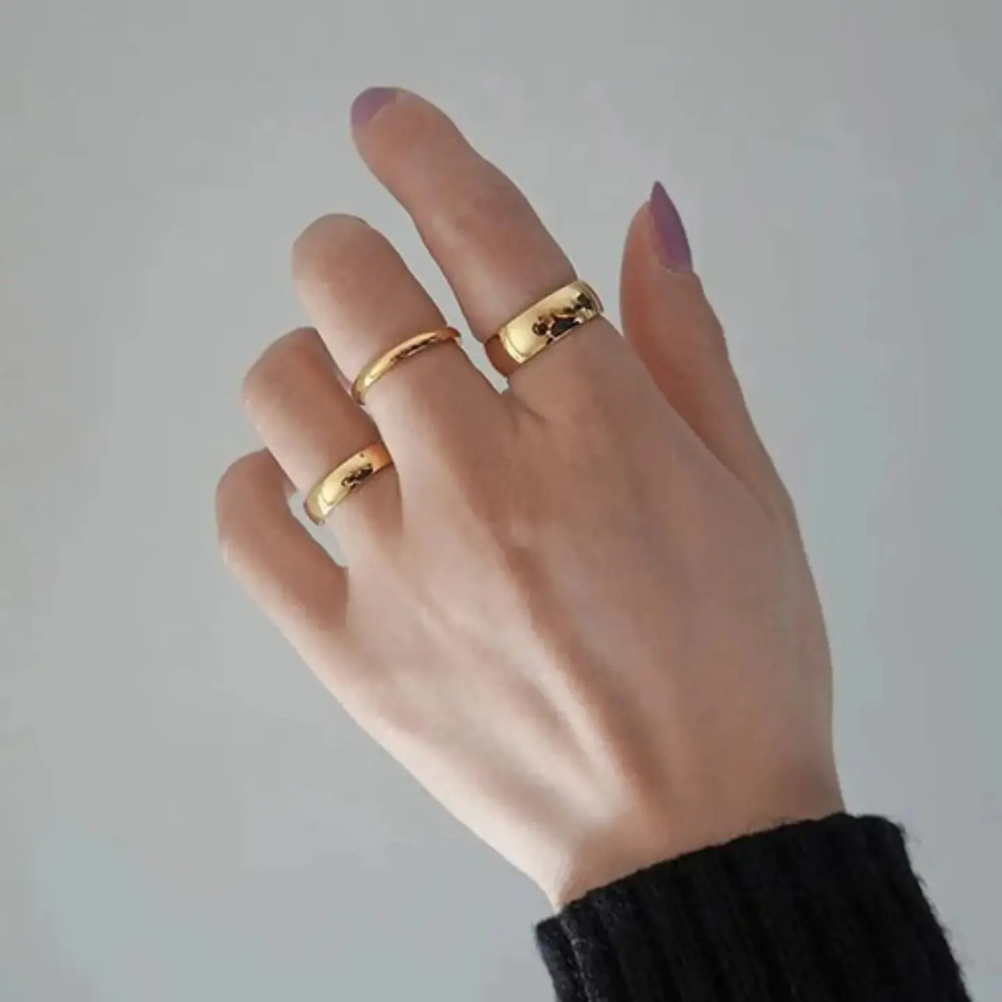 Anillo Argolla Color Oro Lisa 8mm Acero Inoxidable Hombre 4