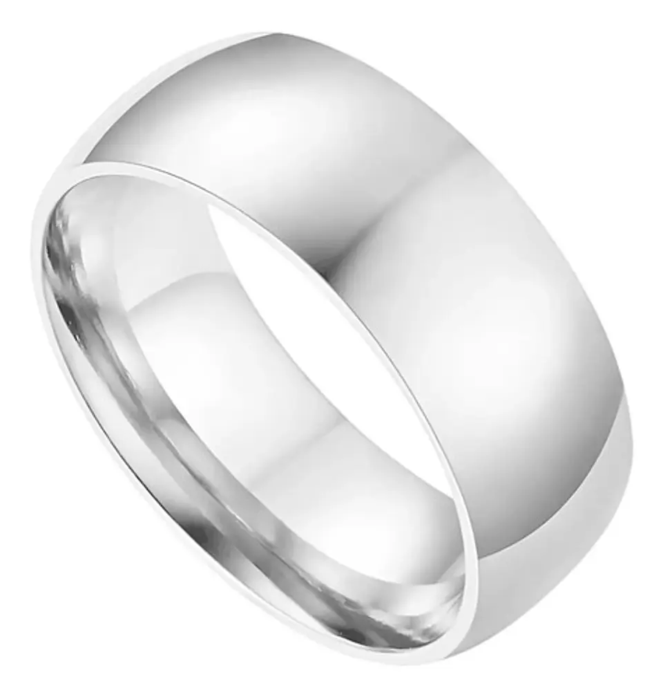 Anillo Argolla Color Oro Lisa 8mm Acero Inoxidable Hombre 8