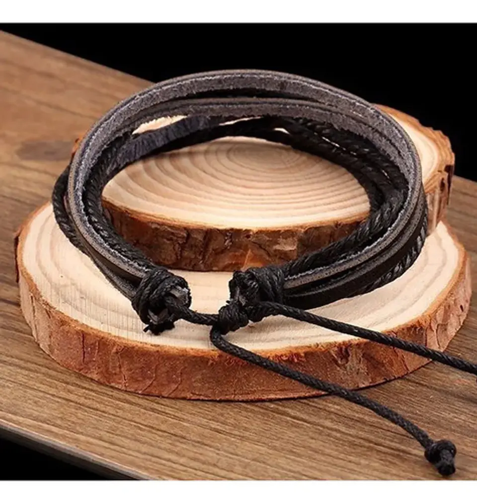 Pulsera Manilla Brazalete Trenzada Tejida Cuero Hombre Mujer 3