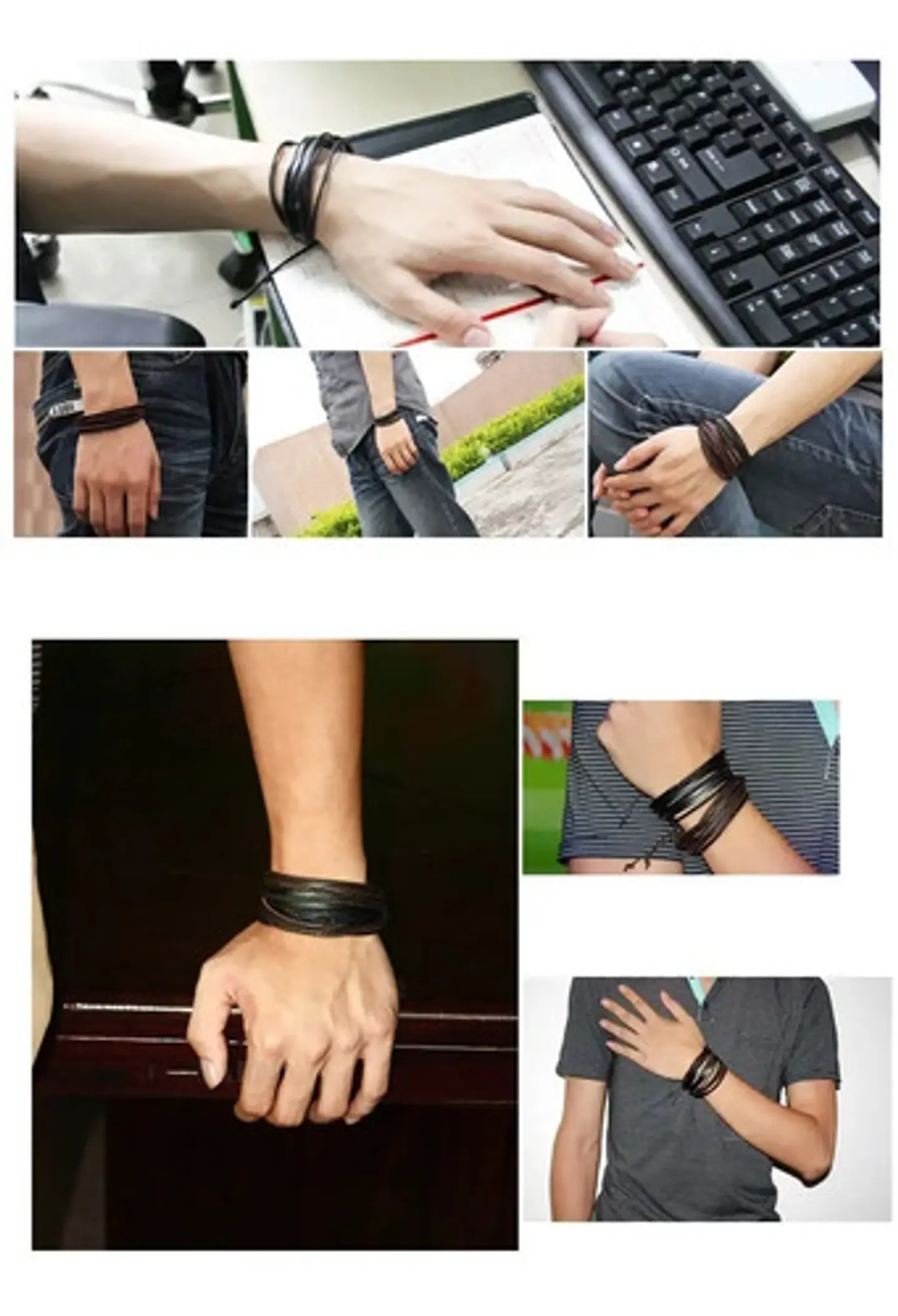 Pulsera Manilla Brazalete Trenzada Tejida Cuero Hombre Mujer 6