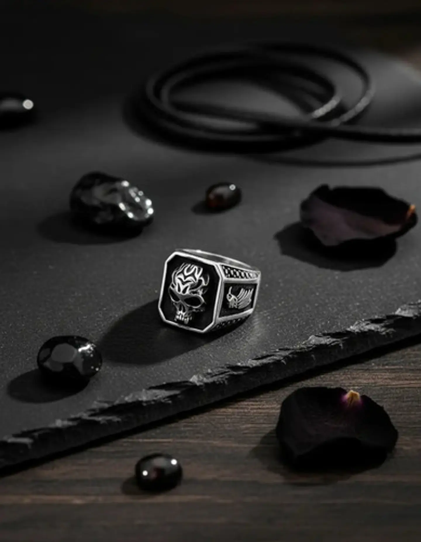 Anillo Acero De Color Plata Gótico Cráneo Calavera Hombre 7