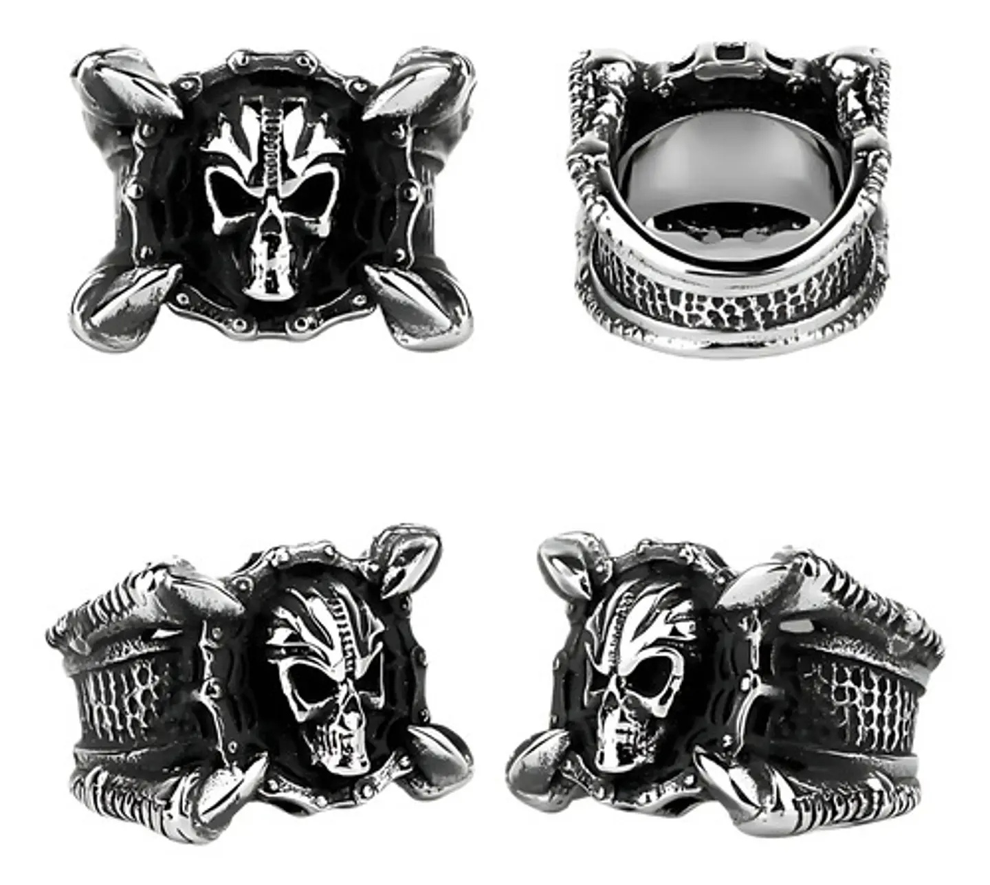 Anillo Para Hombres Garra Dragón Cráneo Calavera De Acero 2