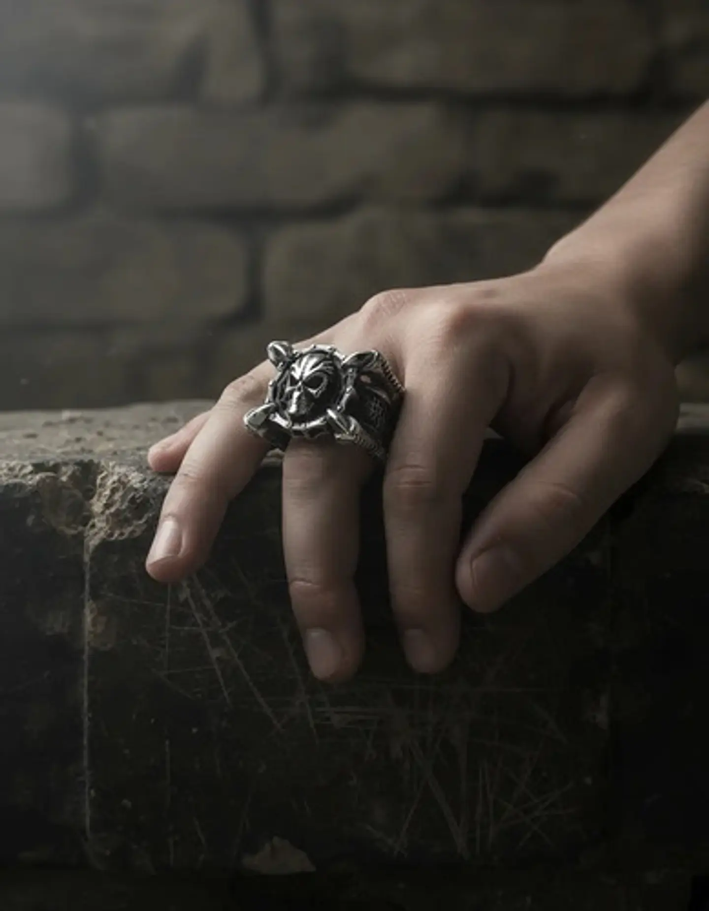 Anillo Para Hombres Garra Dragón Cráneo Calavera De Acero 3