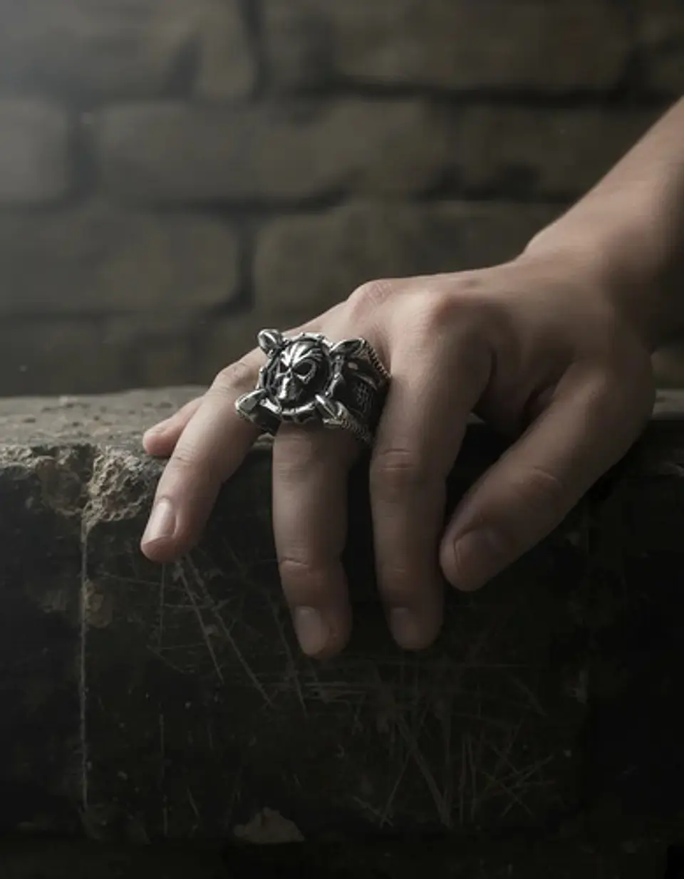 Anillo Para Hombres Garra Dragón Cráneo Calavera De Acero 3