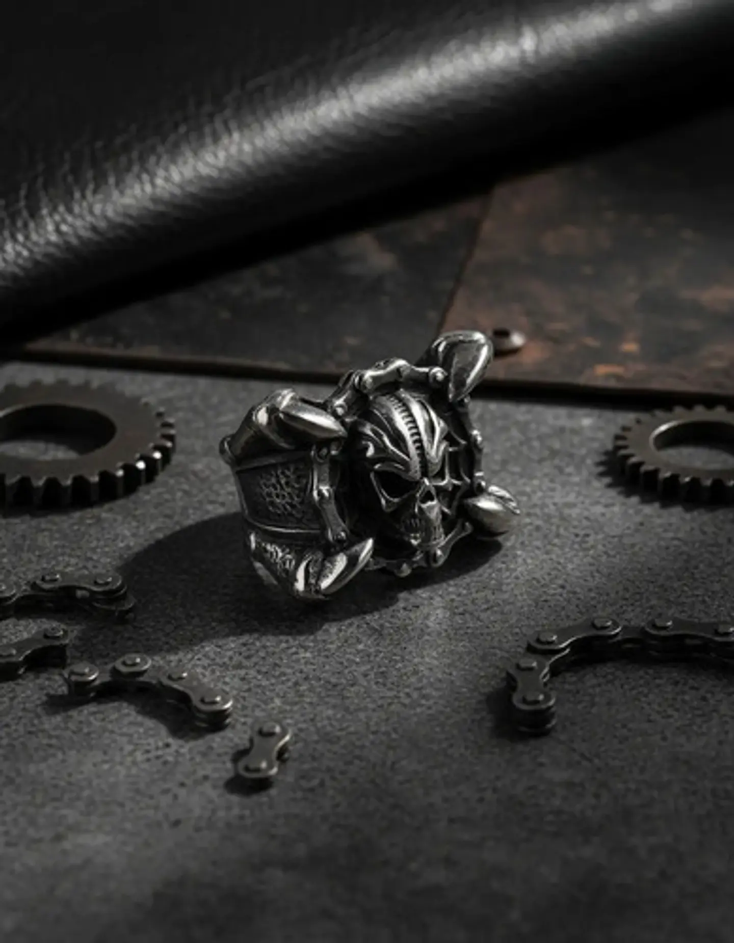 Anillo Para Hombres Garra Dragón Cráneo Calavera De Acero 4
