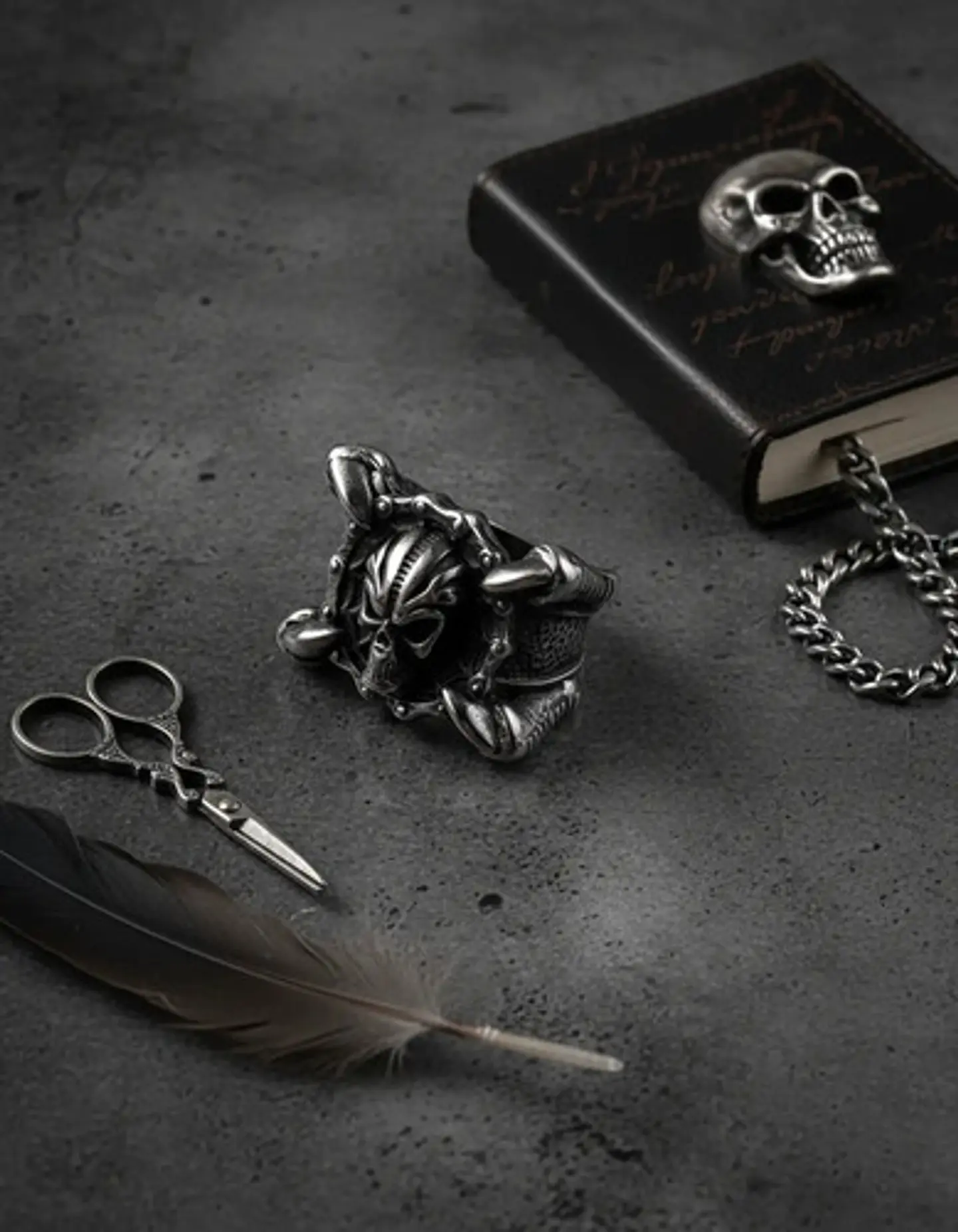 Anillo Para Hombres Garra Dragón Cráneo Calavera De Acero 5