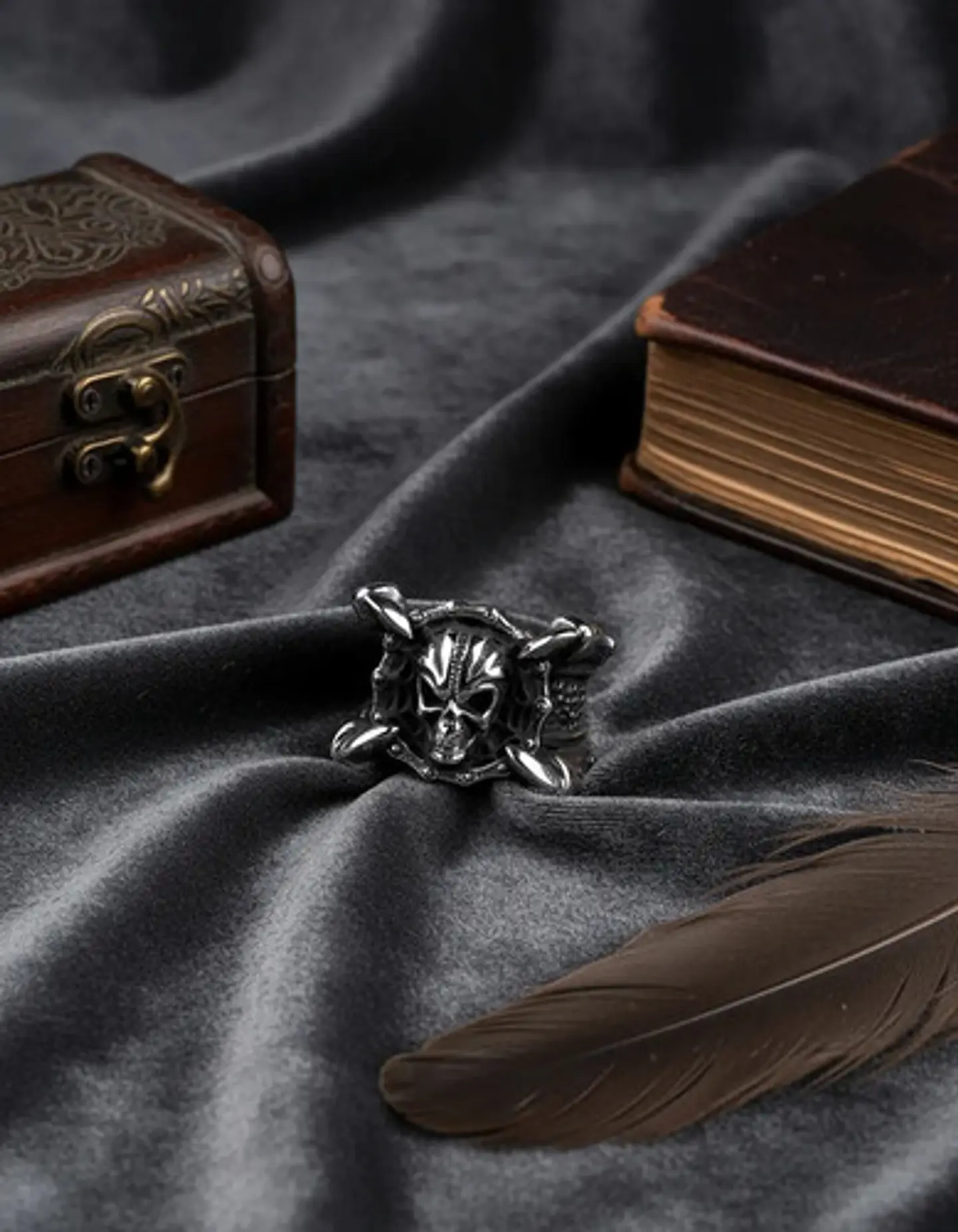 Anillo Para Hombres Garra Dragón Cráneo Calavera De Acero 9