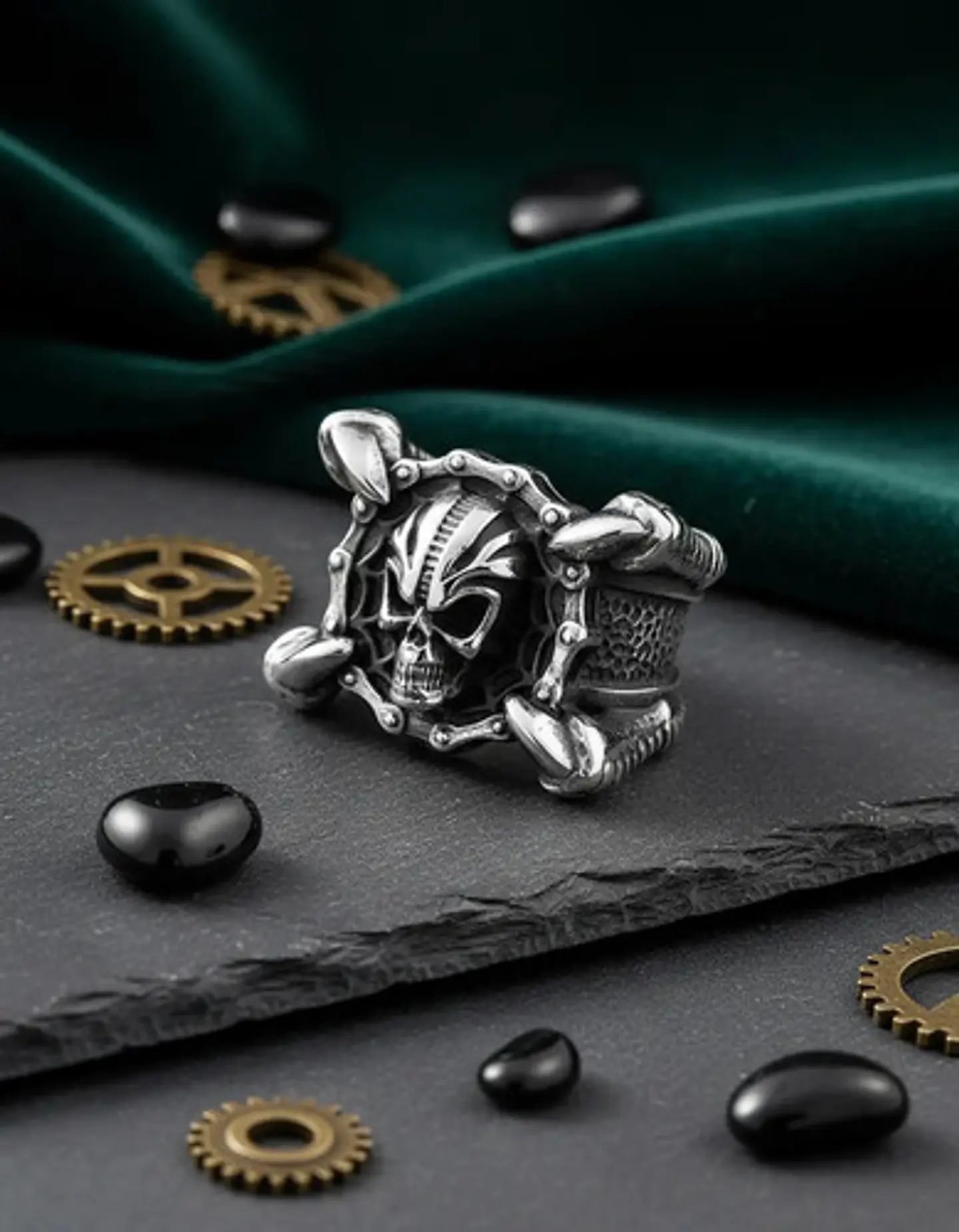 Anillo Para Hombres Garra Dragón Cráneo Calavera De Acero 10