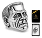 Anillo Para Hombre Cabeza De Frankenstein Acero Color Plata - Miniatura 1