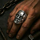 Anillo Para Hombre Cabeza De Frankenstein Acero Color Plata - Miniatura 8