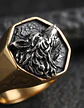 Anillo Color Oro Lobo Geri Y Freki Acero Inoxidable Hombre - Miniatura 5