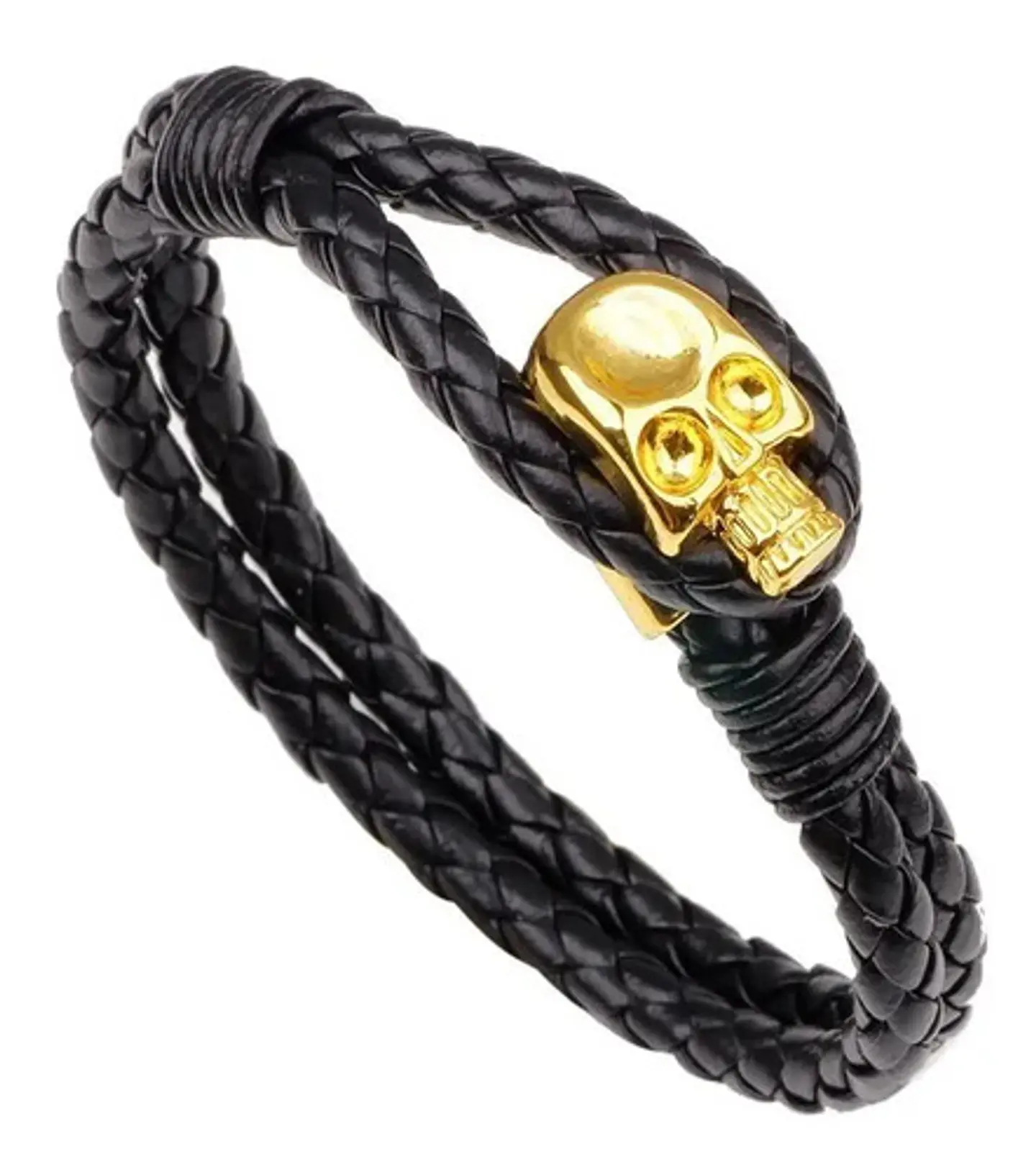 Pulsera Manilla Brazalete De Cuero Skull Cráneo Hombre Mujer 1
