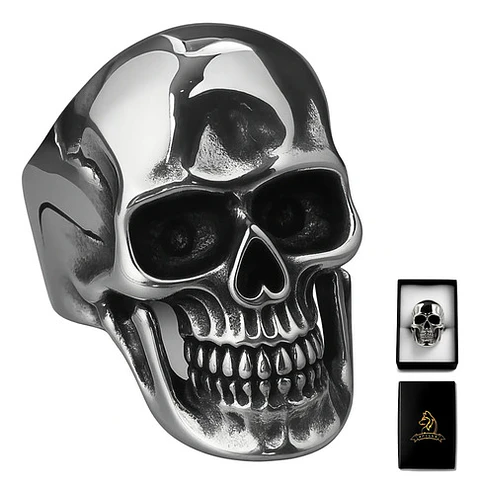 Anillo Cabeza Calavera Craneo Acero Color Plata Para Hombre