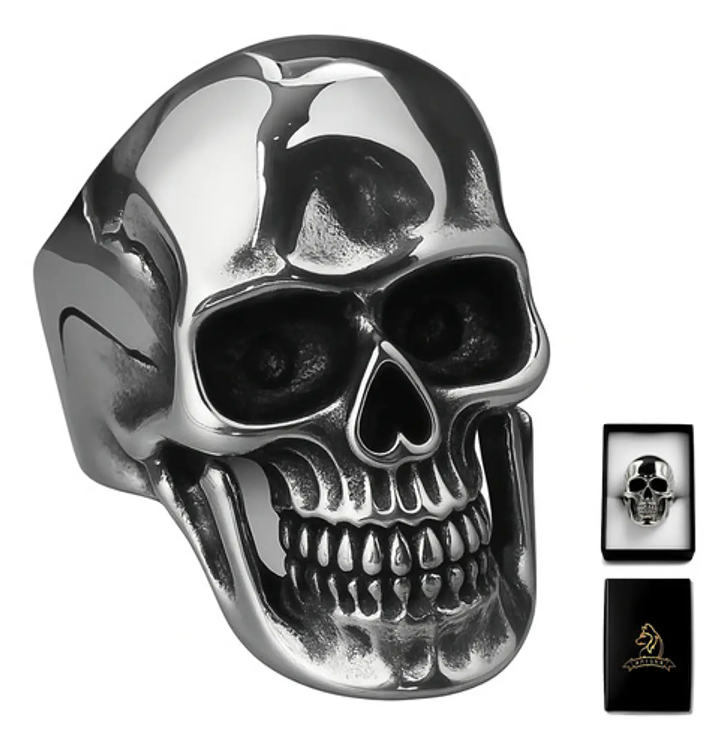 Anillo Cabeza Calavera Craneo Acero Color Plata Para Hombre 1
