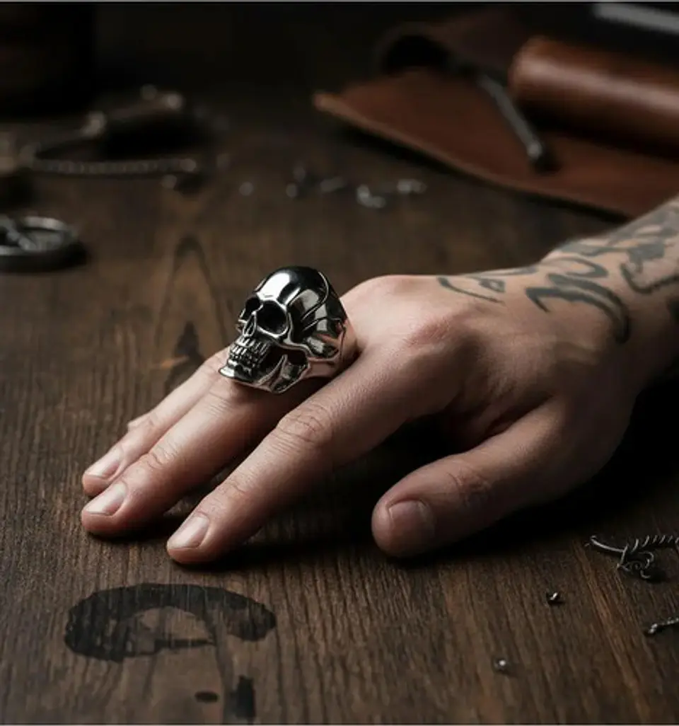 Anillo Cabeza Calavera Craneo Acero Color Plata Para Hombre 2