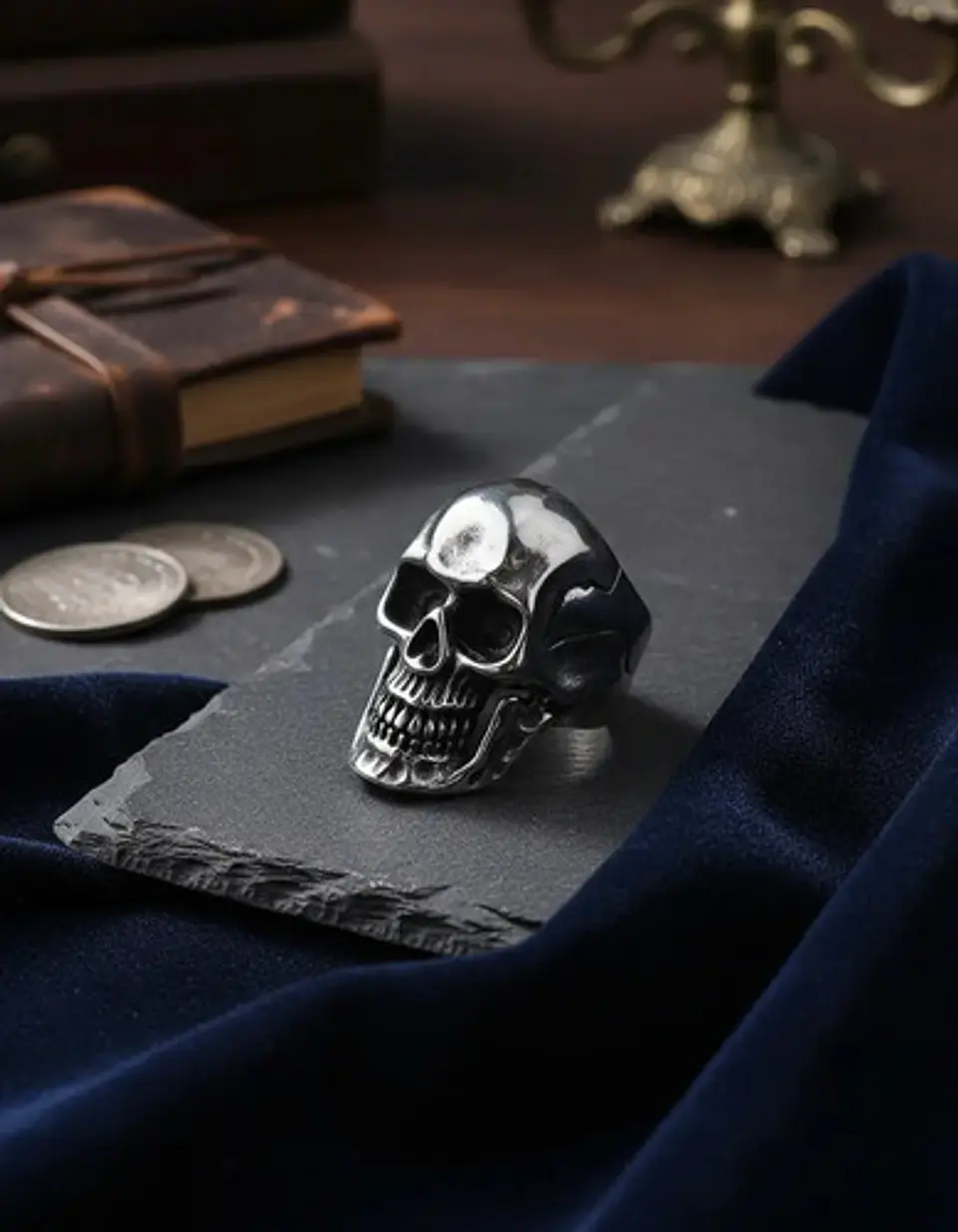 Anillo Cabeza Calavera Craneo Acero Color Plata Para Hombre 6