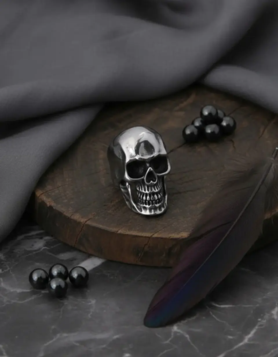 Anillo Cabeza Calavera Craneo Acero Color Plata Para Hombre 7