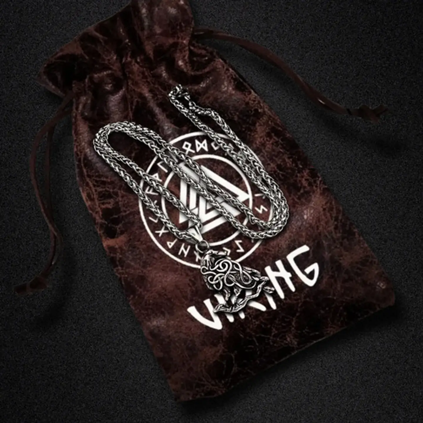 Collar Para Hombre Mujer Con Dije Nudo Cuervo Raven Vikingo Plateado 6