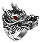 Anillo Piedra Cz Dragón Color Plata Acero Inoxidable Hombre - Miniatura 1