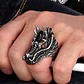 Anillo Piedra Cz Dragón Color Plata Acero Inoxidable Hombre - Miniatura 8