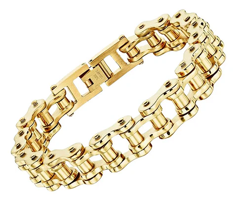 Pulsera Brazalete Cadena Motocicleta Moto Color Oro Hombre