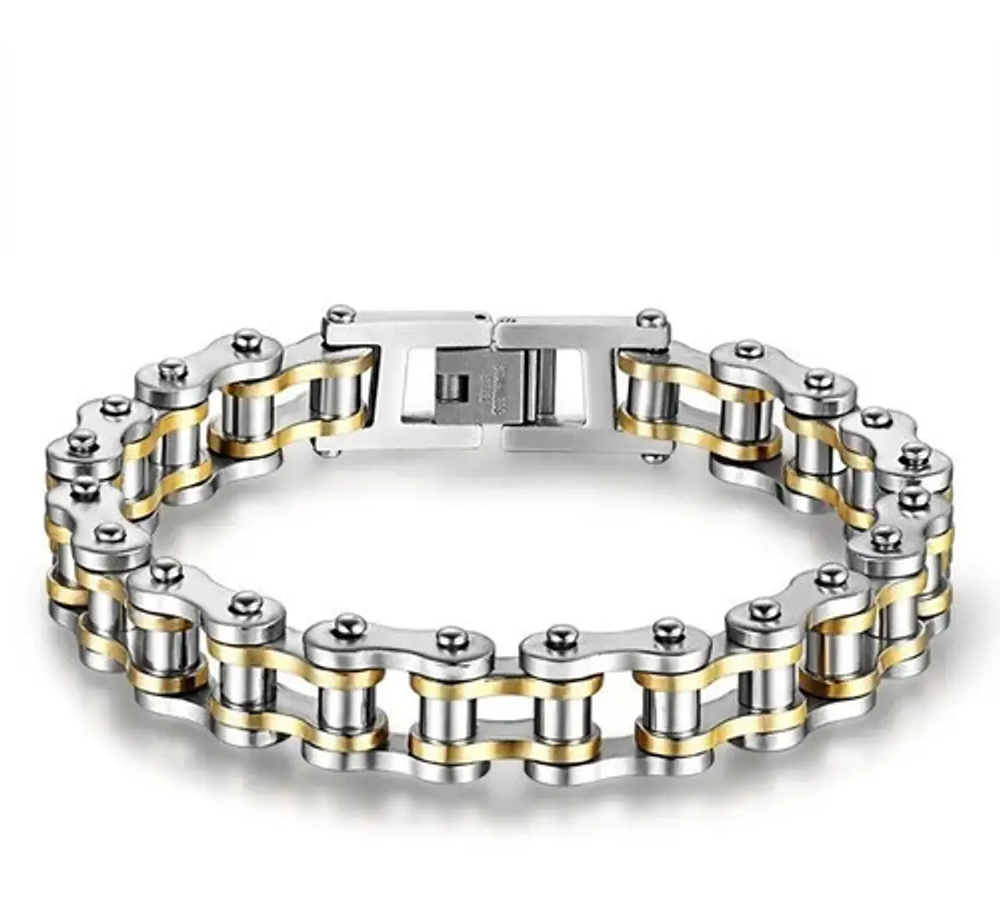 Pulsera Brazalete Cadena Motocicleta Moto Color Oro Hombre 4