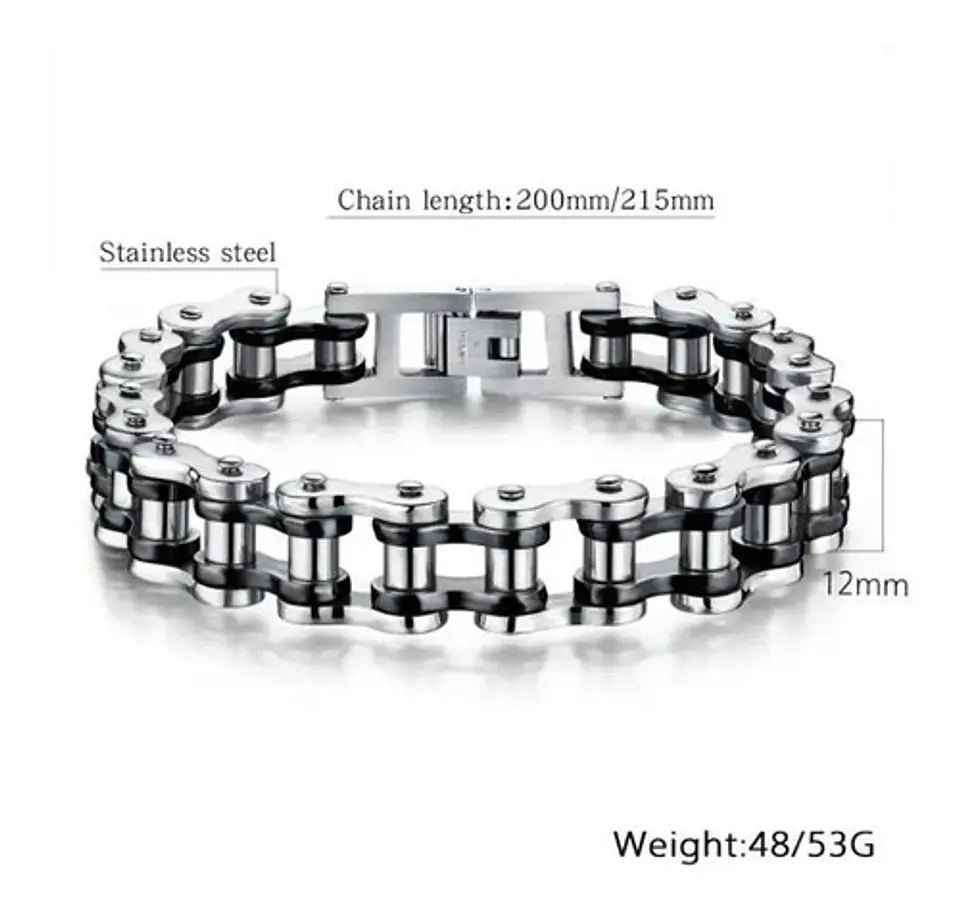 Pulsera Brazalete Cadena Motocicleta Moto Color Oro Hombre 6