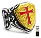 Anillo Color Plata Cruz Caballeros Templarios Acero Hombre - Miniatura 1
