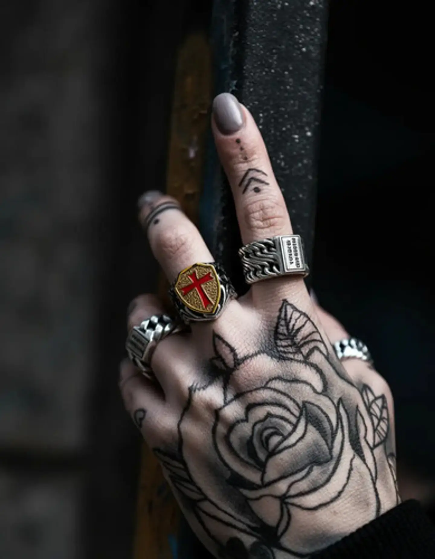 Anillo Color Plata Cruz Caballeros Templarios Acero Hombre 10
