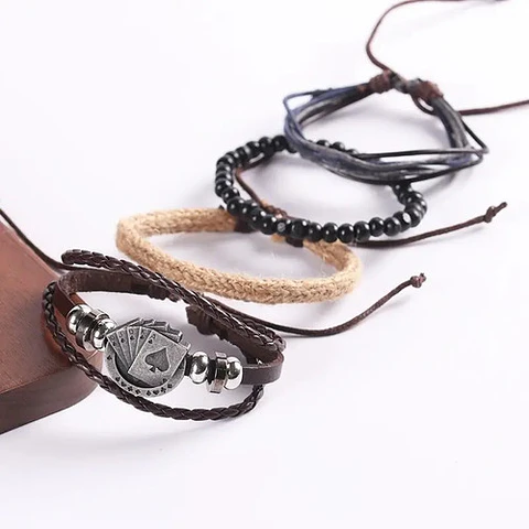 Pulsera Brazalete Manillas Ajustable De Cuero Hombres Mujer