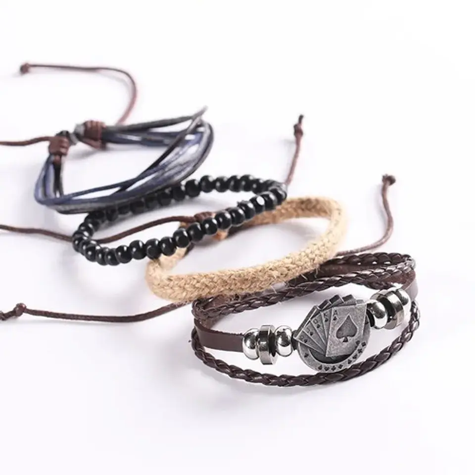 Pulsera Brazalete Manillas Ajustable De Cuero Hombres Mujer 2