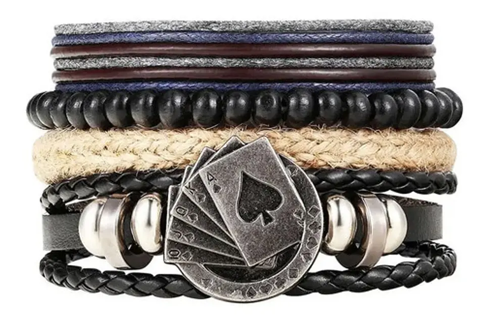Pulsera Brazalete Manillas Ajustable De Cuero Hombres Mujer 6