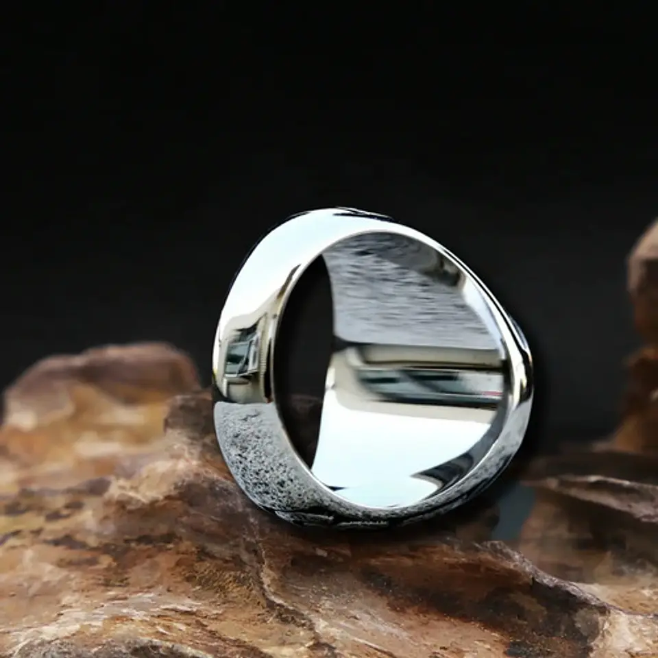 Anillo Color Plata Árbol De La Vida  Acero Inoxidable Hombre 7