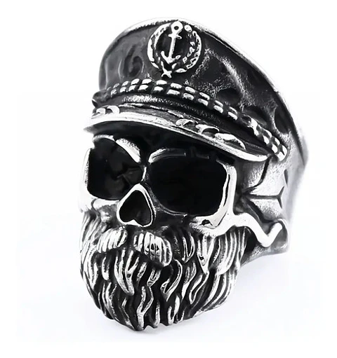 Anillo Color Plata Oficial Marina Capitán Militar Usn Hombre