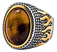 Anillo Piedra Ojo De Tigre Llamas Acero Inoxidable Hombre - Miniatura 5