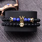 Pulsera Manilla Piedras Naturales Corona Rey Cz Para Hombre - Miniatura 9