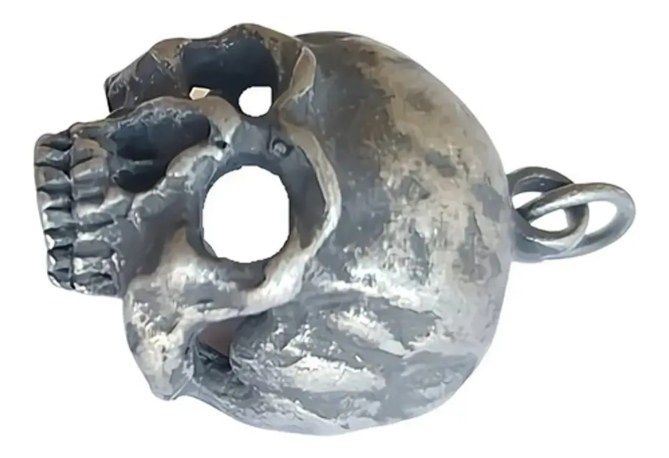 Collar Craneo Color Plata Industrial Calavera Skull Hombre 2