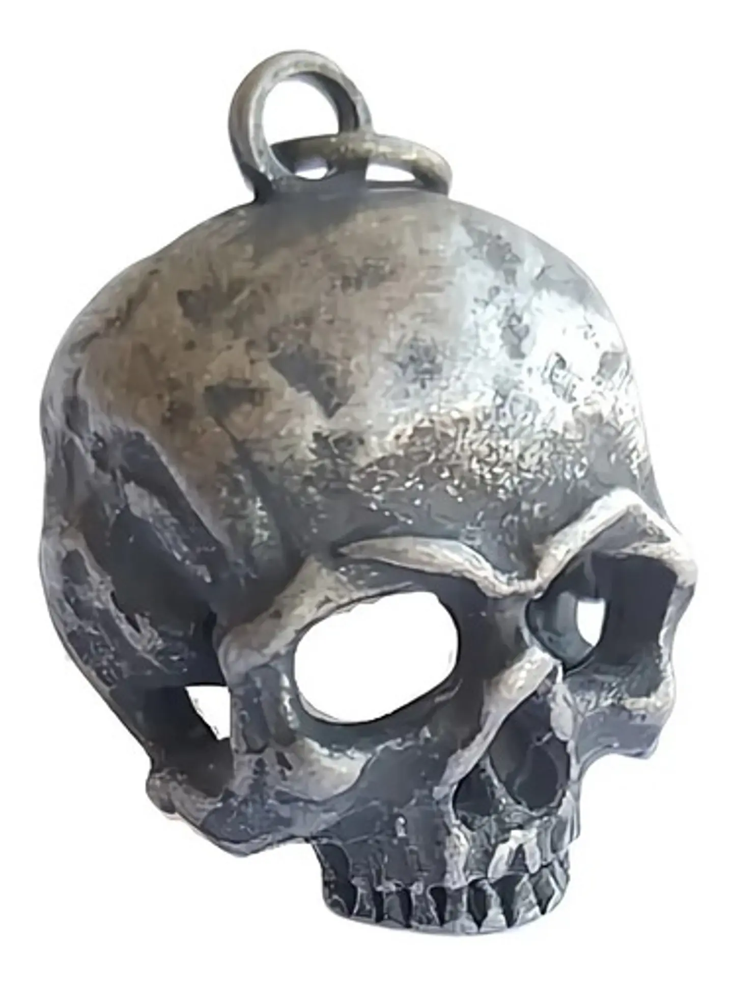 Collar Craneo Color Plata Industrial Calavera Skull Hombre 3
