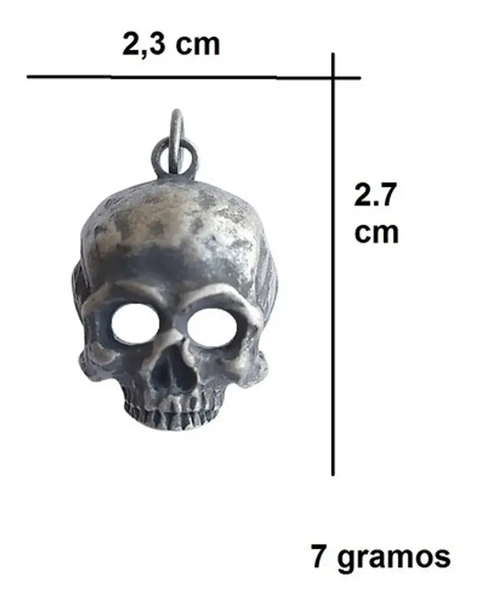 Collar Craneo Color Plata Industrial Calavera Skull Hombre 5