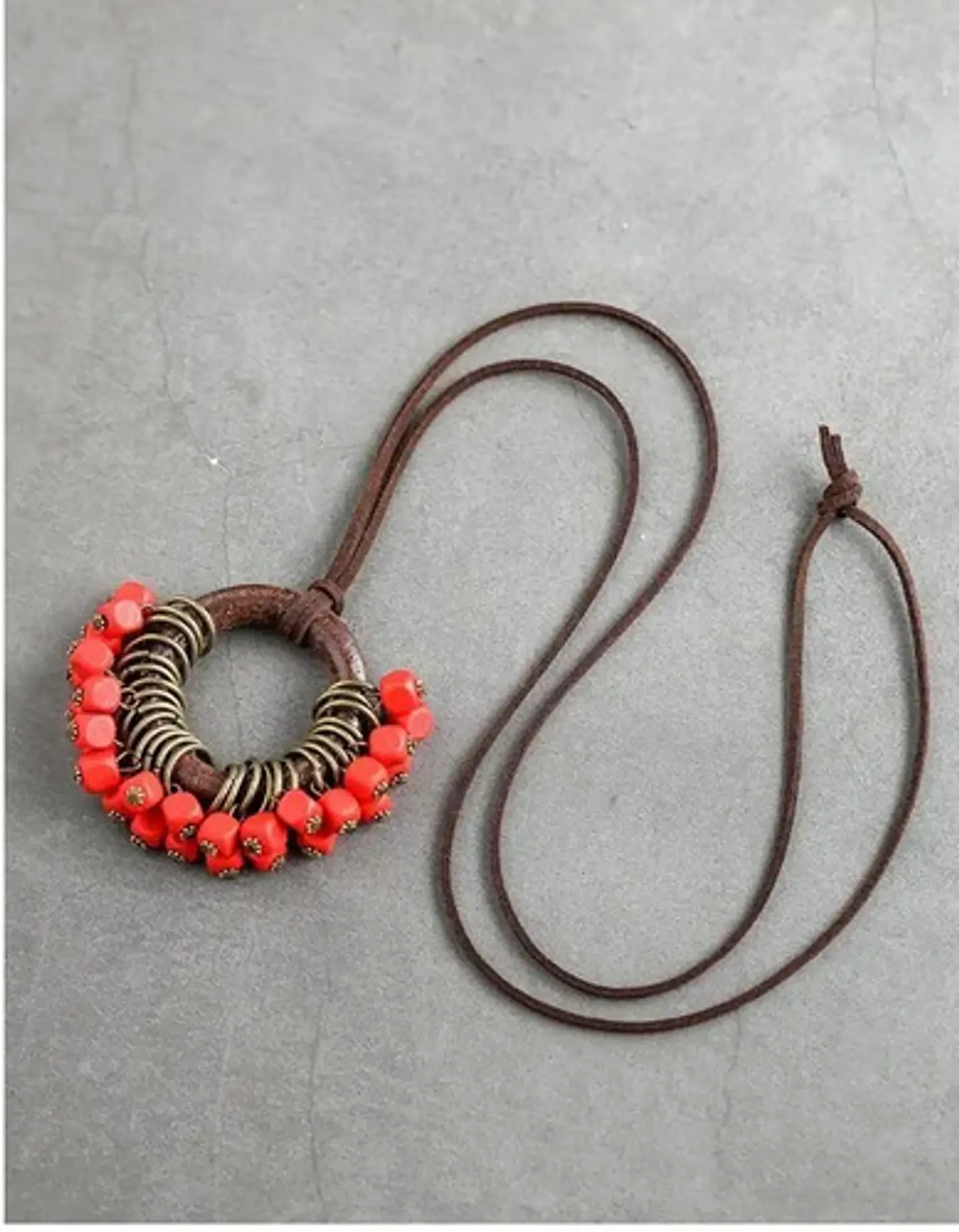 Collar Colgante Cuero Para Mujer Gargantilla Cuentas Moda 3