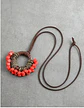 Collar Colgante Cuero Para Mujer Gargantilla Cuentas Moda - Miniatura 3