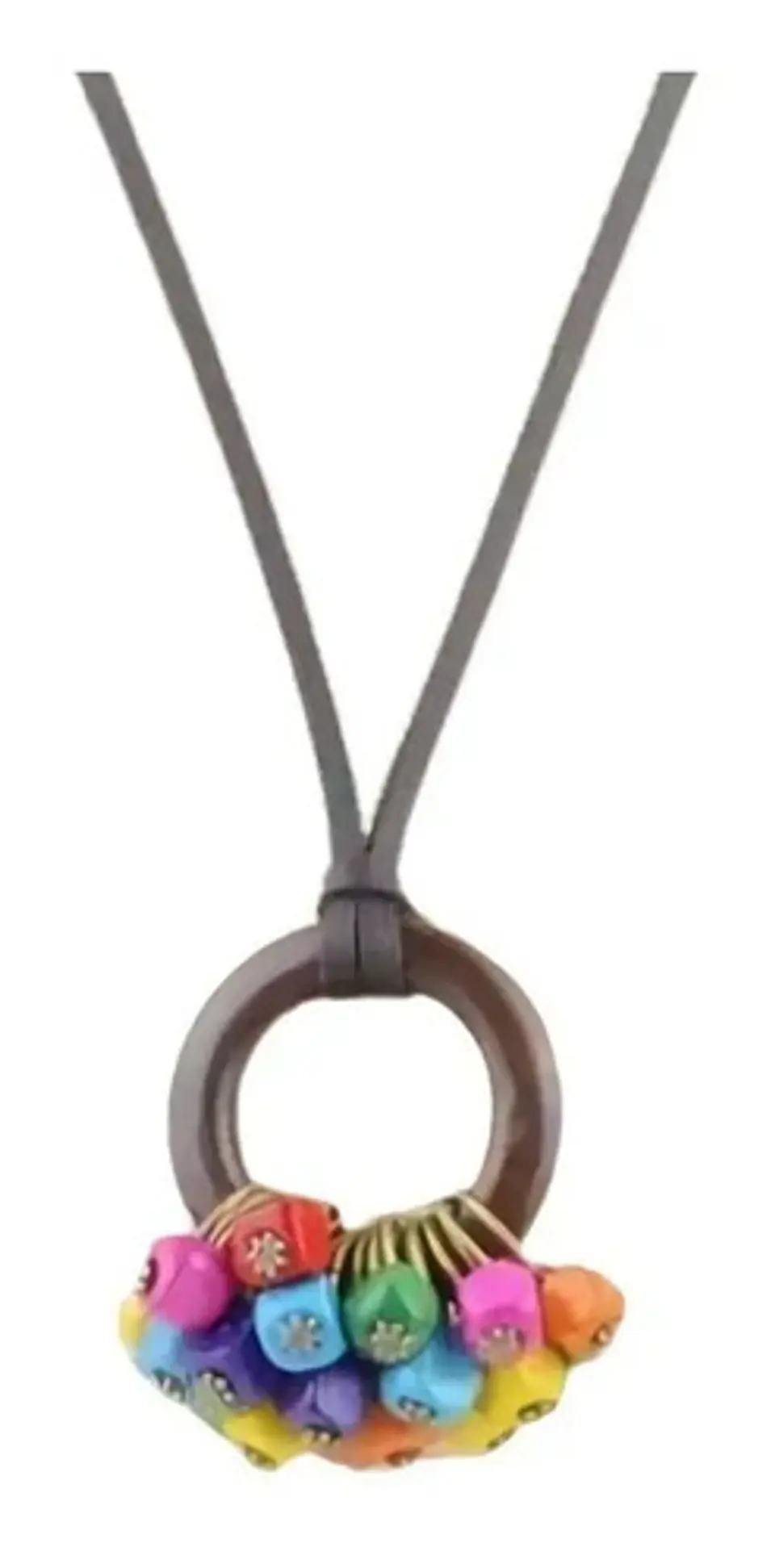 Collar Colgante Cuero Para Mujer Gargantilla Cuentas Moda 11