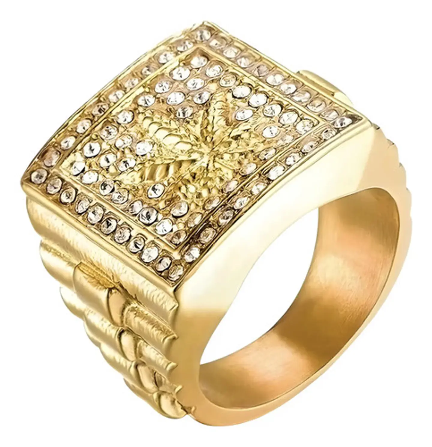 Anillo Color Oro Acero Inoxidable Hombre Hip Hop Para Hombre 1