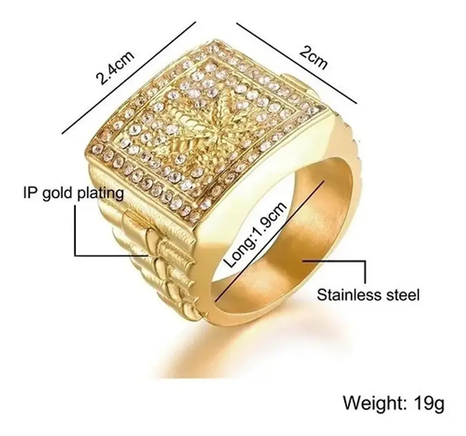 Anillo Color Oro Acero Inoxidable Hombre Hip Hop Para Hombre 2