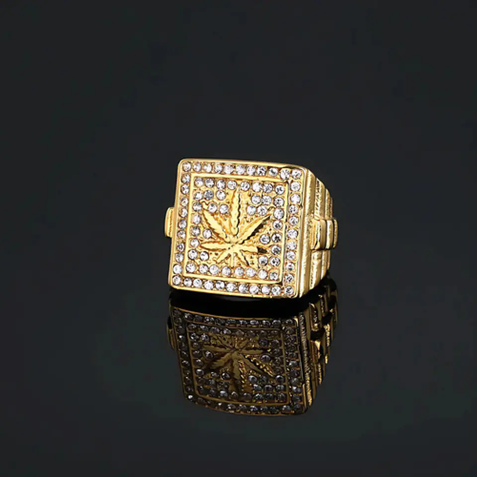 Anillo Color Oro Acero Inoxidable Hombre Hip Hop Para Hombre 7