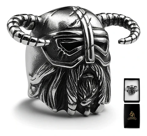 Anillo Vikingo Berserkers Barba Guerrero Color Plata Hombre