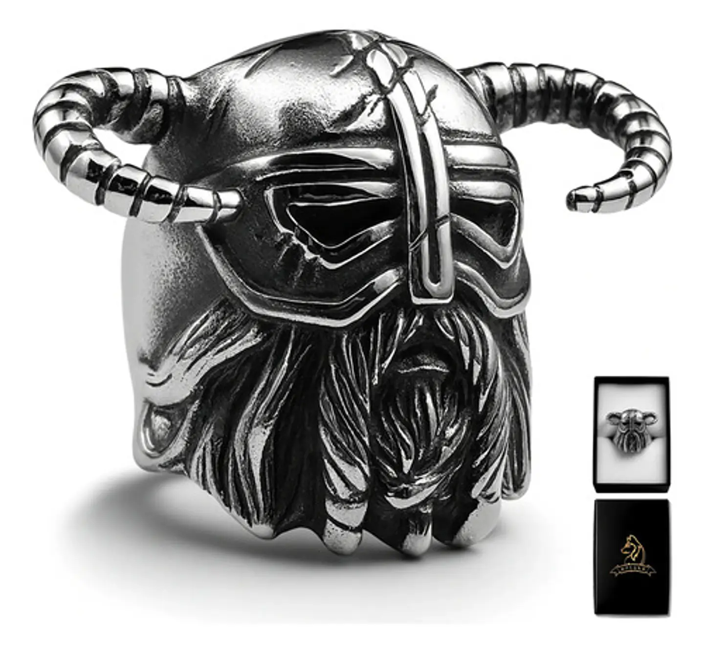 Anillo Vikingo Berserkers Barba Guerrero Color Plata Hombre 1